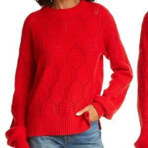 AUTUMN CASHMERE Diamond Pointelle Red Sweater XS